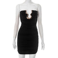 Summer Women Sexy Adult Lady like Woman Slim Metal Decorative Trendy Tube Top Hip