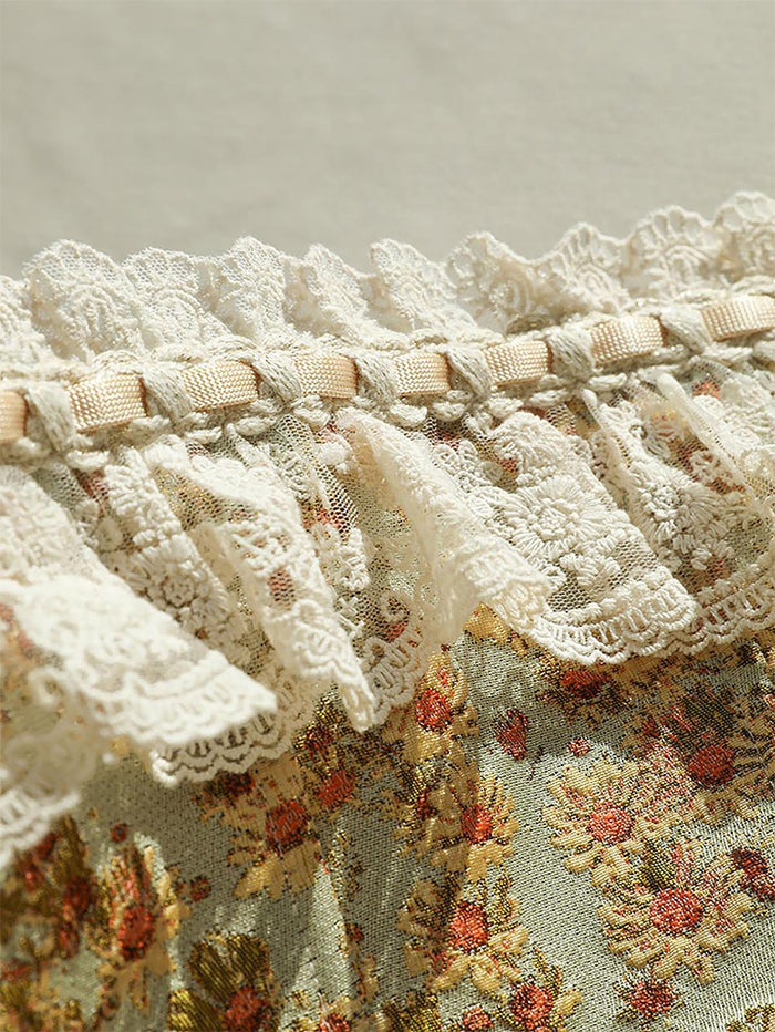 Sunflower Embroidered Lace Herringbone Corset | ZAKAPOP