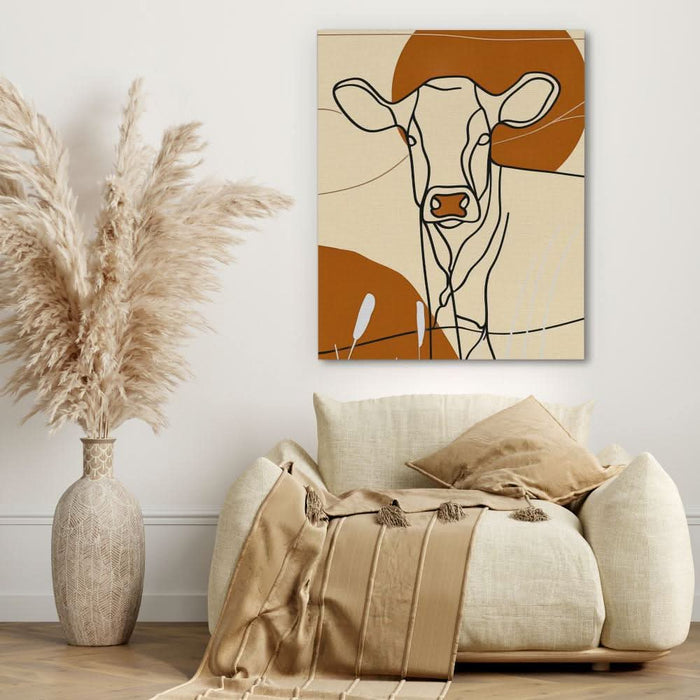 Sunset Cow - Large Minimalist Canvas Print