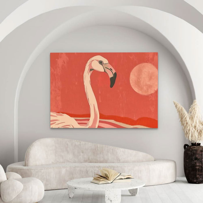 Sunset Flamingo - Pink Bird Canvas Print