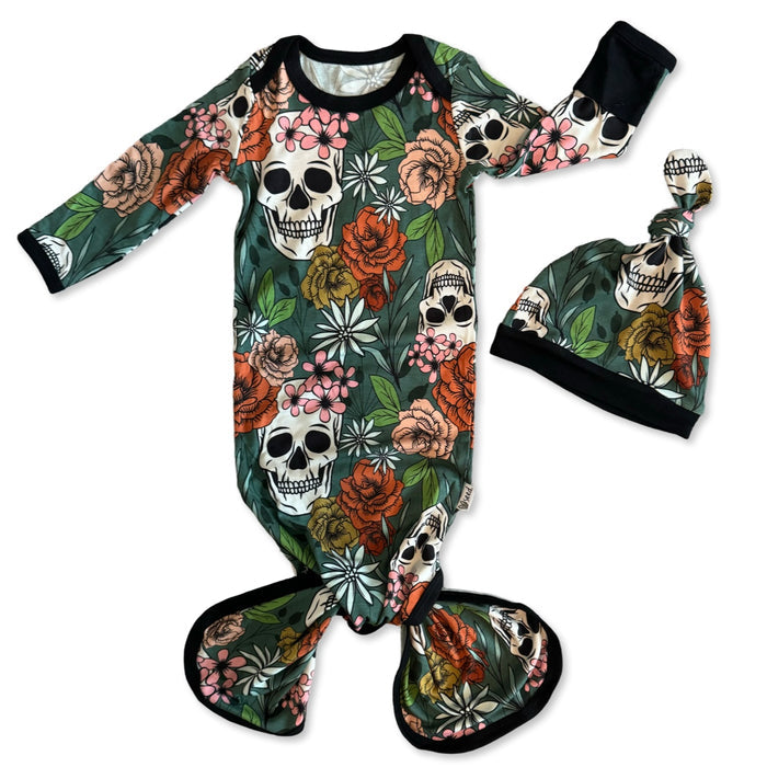 Sweet & Skully Knotted Gown & Beanie