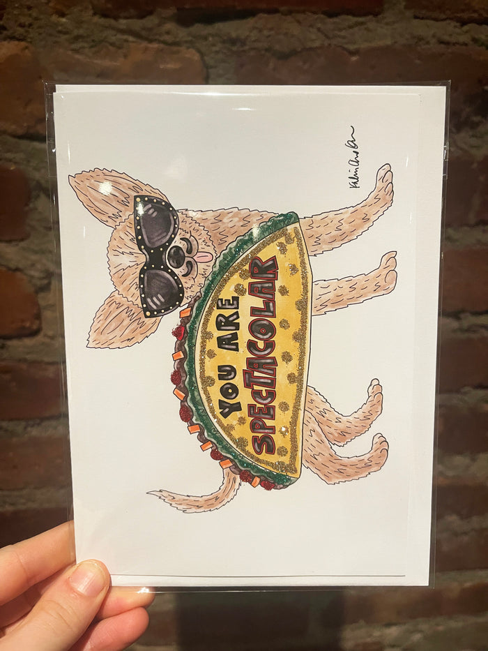 Taco Dog Glitter Card