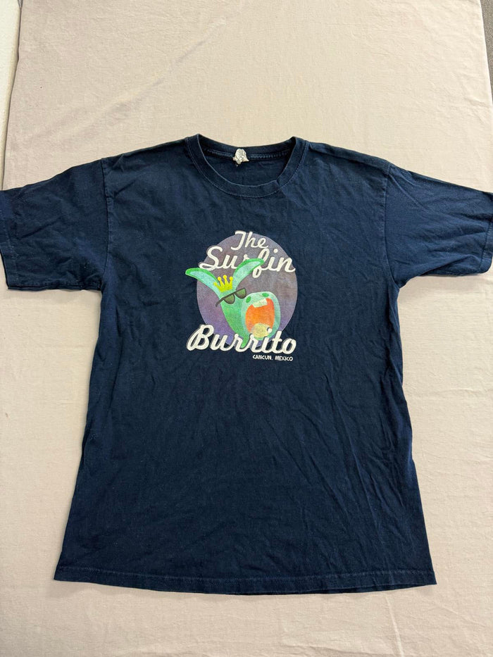 The Surfin Burrito T-shirt Cancun Mexico Surf Donkey Tee - L