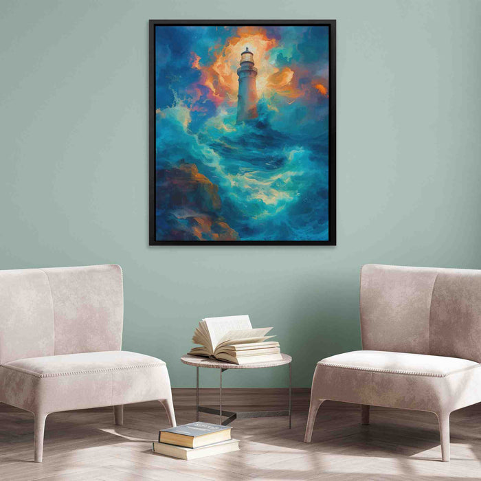 Thrashing Waves - Blue Canvas Wall Art