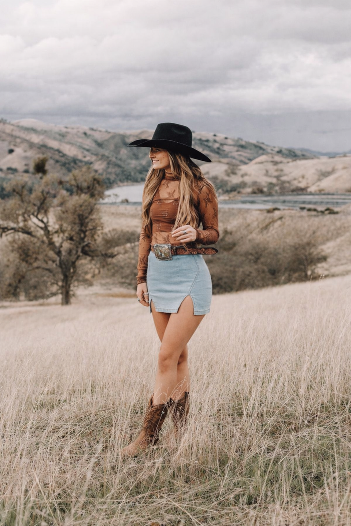 Tia's High Waisted Light Denim Skirt