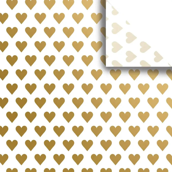 Tissue - Printed - Golden Hearts - Retail 6 Pack (24