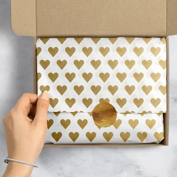 Tissue - Printed - Golden Hearts