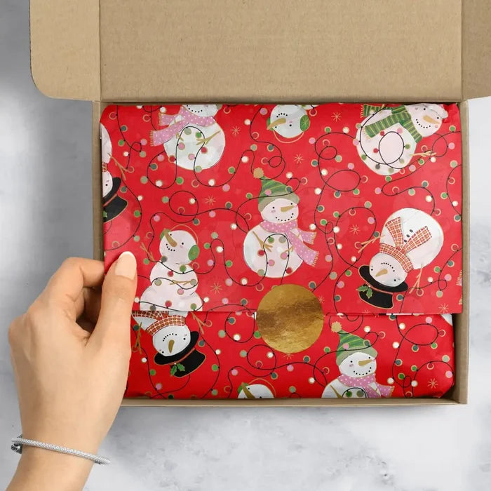Tissue - Printed - Snowmen & Lights (Recycled Fiber)