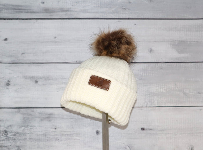 Toddler Acrylic Ribbed Cuff with Pom Hat