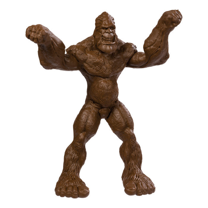 The Toysmith Bigfoot Bendy is a brown, plastic bendable toy from Toysmith, designed to resemble a muscular, ape-like creature with large hands and feet, standing with arms raised and fists clenched.