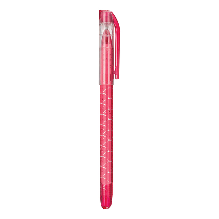 The Toysmith Mermaid Tattoo Gel Pen features red gel ink, a clear cap and clip, and a geometric barrel design—shown upright against a white background. Perfect for fans of the Toysmith brand and mermaid-themed writing accessories.