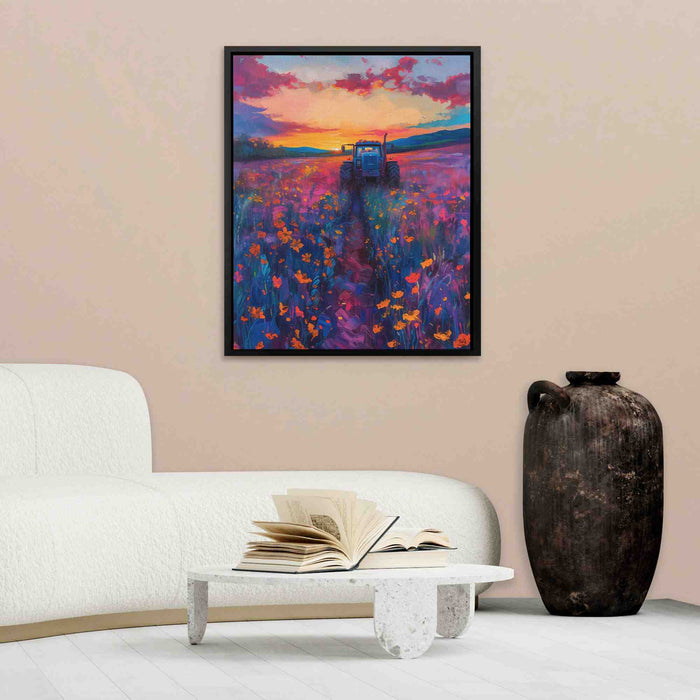 Tractor Sunset - Large Canvas Print