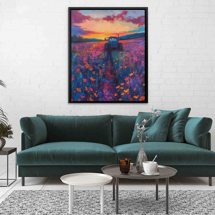 Tractor Sunset - Purple Wall Art