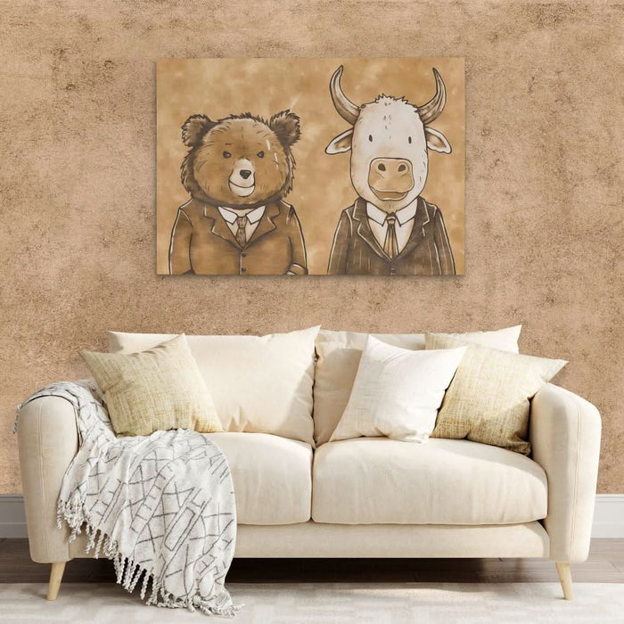 Traders First Day - Bear Wall Art in Black Frame
