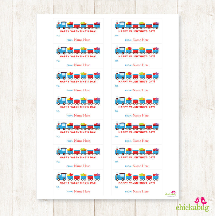Train Valentine's Day Gift Labels