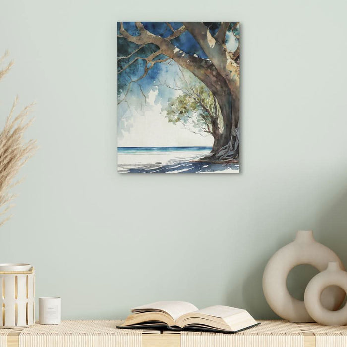 Tree by the Ocean - Ocean Wall Art in Black Frame