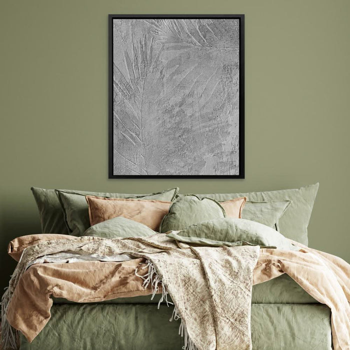 Tropical Imprint - Gray Wall Art in Black Frame