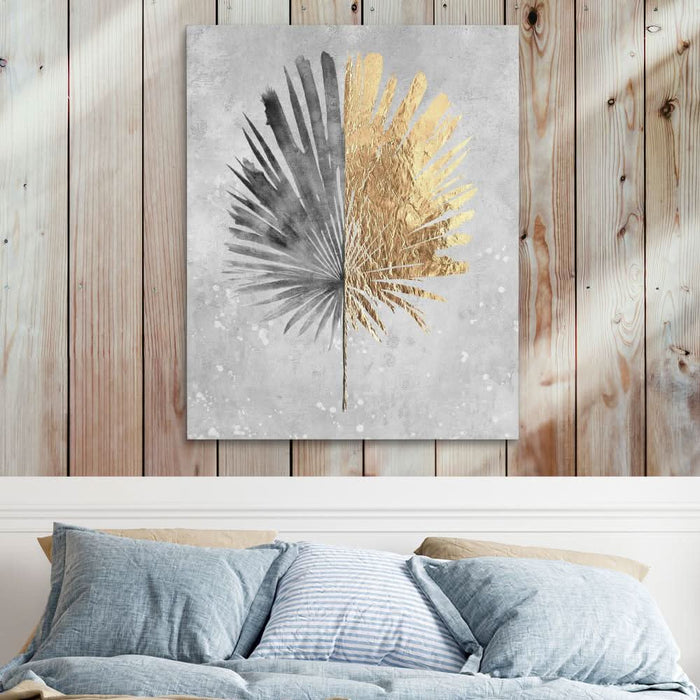 Tropical Leaf Gold - Floral Art for Hallway