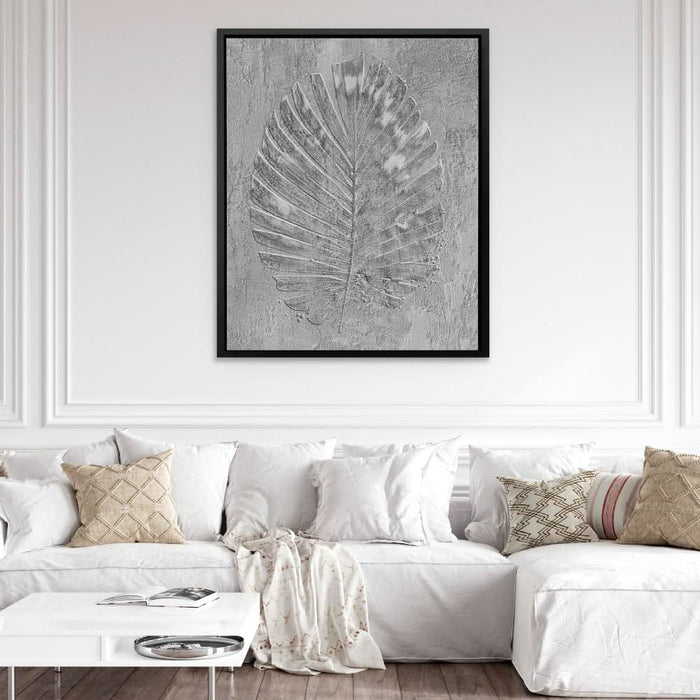 Tropical Leaf Print - Gray Canvas Print