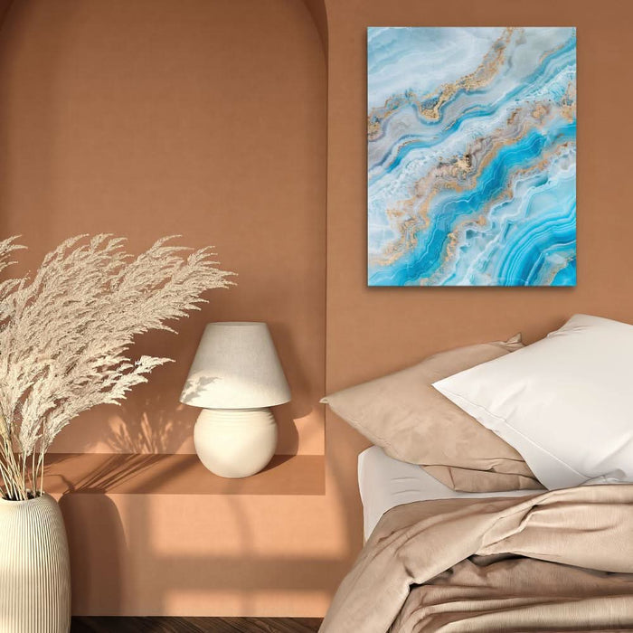 Turquoise Crystal - Abstract Wall Art in Black Frame