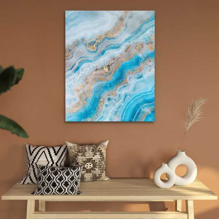 Turquoise Crystal - Turquoise Wall Art in Black Frame