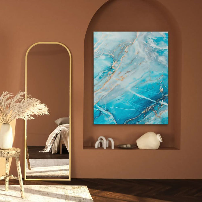 Turquoise Layers - Abstract Wall Art in Black Frame