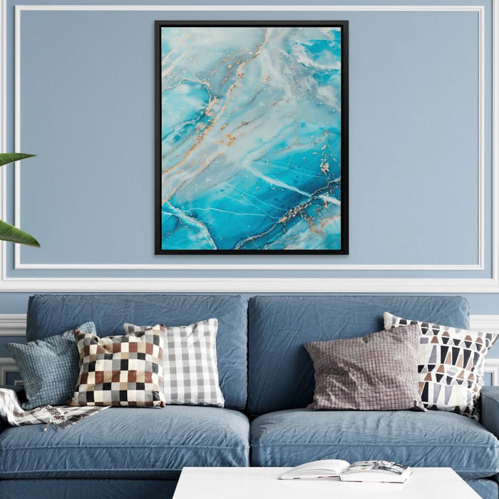 Turquoise Layers - Turquoise Wall Art in Black Frame