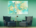 Turquoise Yellow Abstract Canvas Print #1002