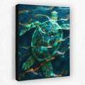 Turtle in Gold Waves - Luxury Wall Art