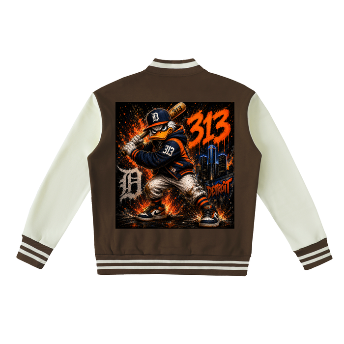 Two-Tone Fleeced Varsity Jacket