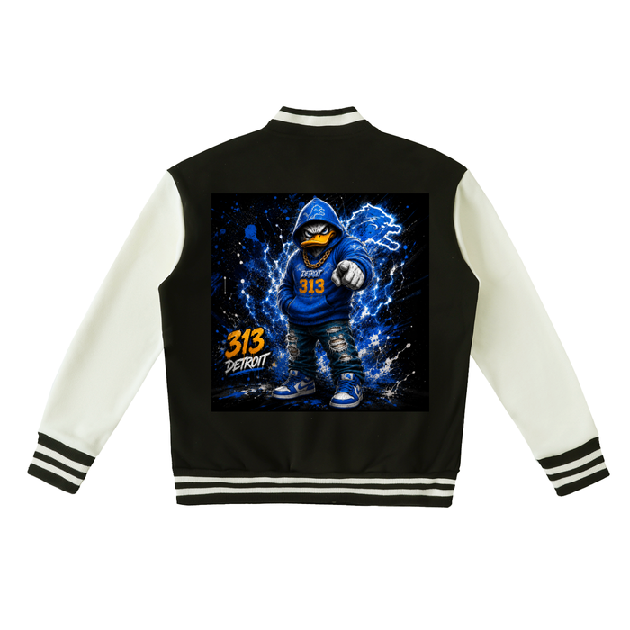 Two-Tone Fleeced Varsity Jacket