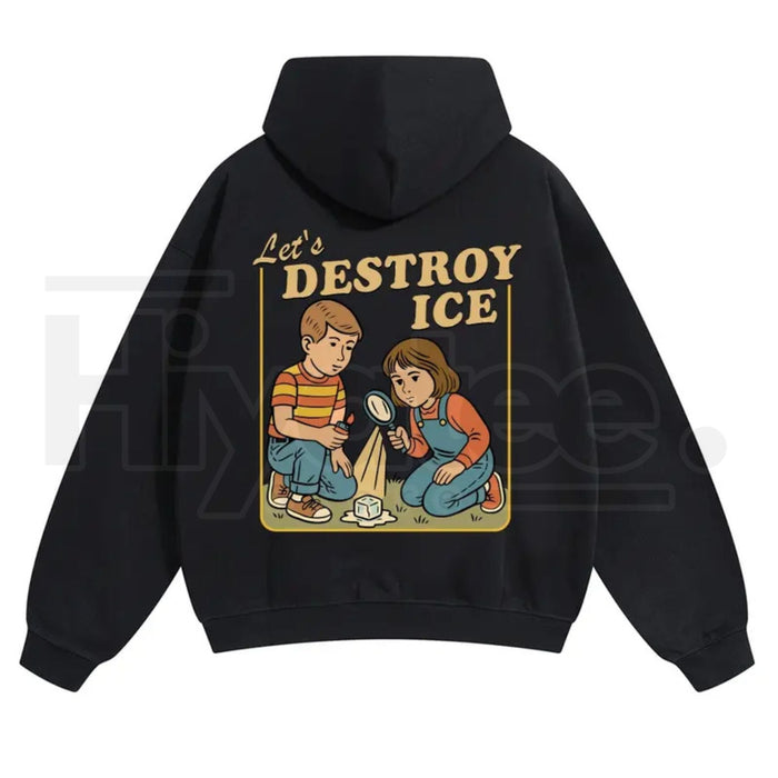 Unisex "Destroy ICE" Hoodie – Satirical Political Graphic Streetwear