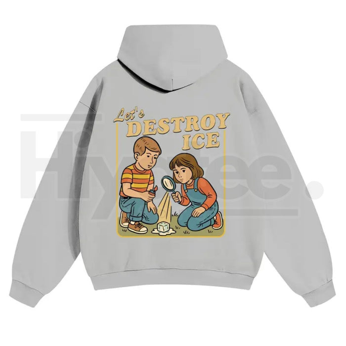 Unisex "Destroy ICE" Hoodie – Satirical Political Graphic Streetwear