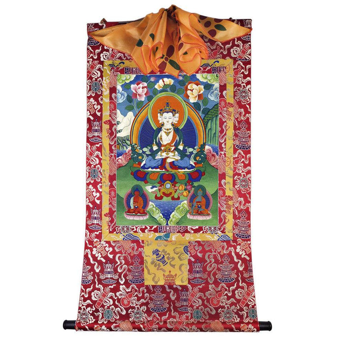 Vairocana - Mahavairocana - 18th Century - Tibetan thangka painting, detailed view