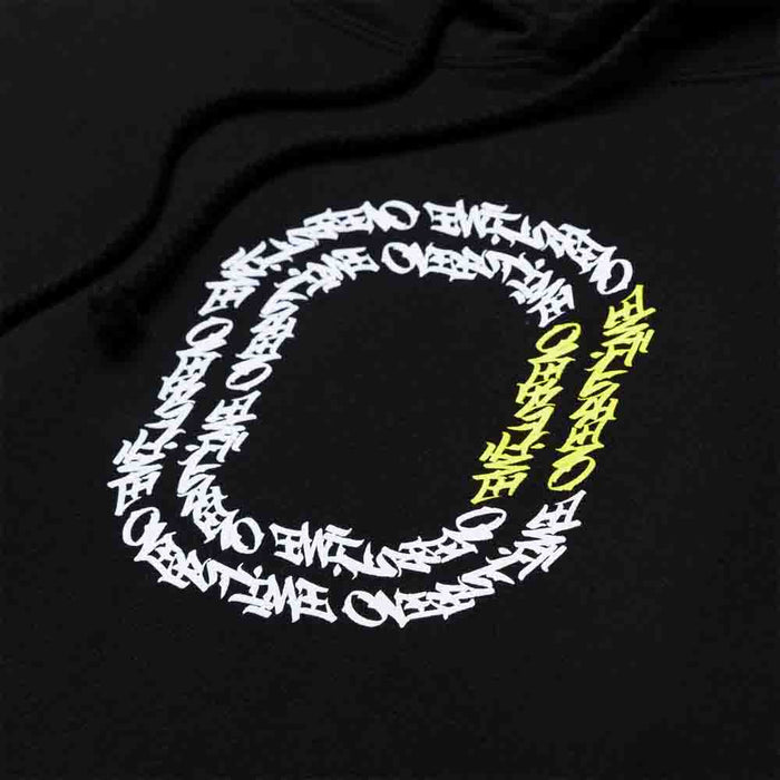 Up close, front view of the Overtime Vandal Script Hoodie.