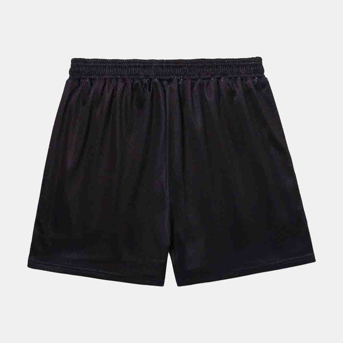 Rear view of the Overtime Vandal Script Mesh Shorts.