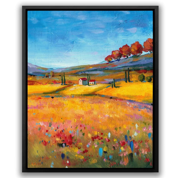 Village Landscape - Modern Yellow Canvas Wall Art