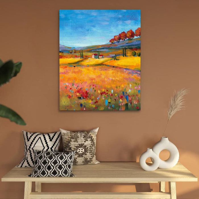 Village Landscape - Yellow Wall Art