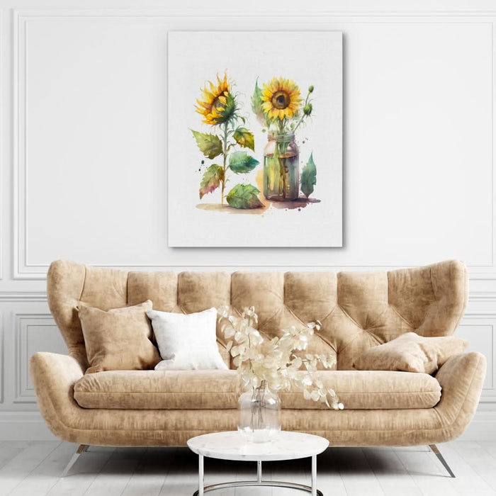 Watercolour Sunflowers - Sunflower Canvas Print