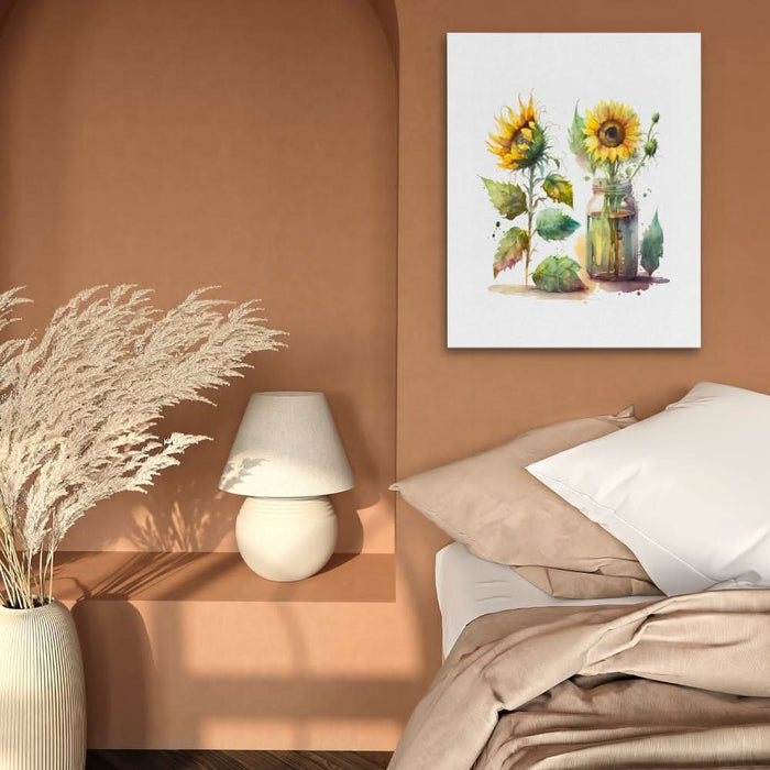 Watercolour Sunflowers - Sunflower Wall Art in Black Frame