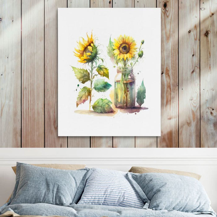Watercolour Sunflowers - Large Modern Canvas Print