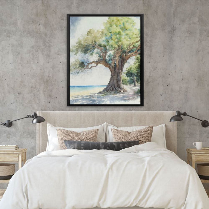 Watercolour Tree - Tree Wall Art in Black Frame