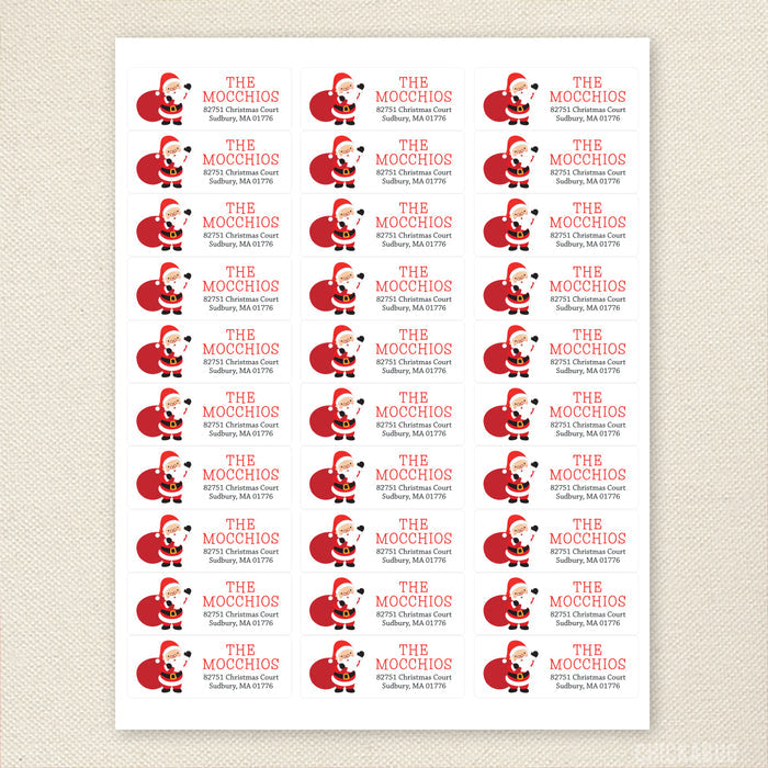 Waving Santa Christmas Address Labels