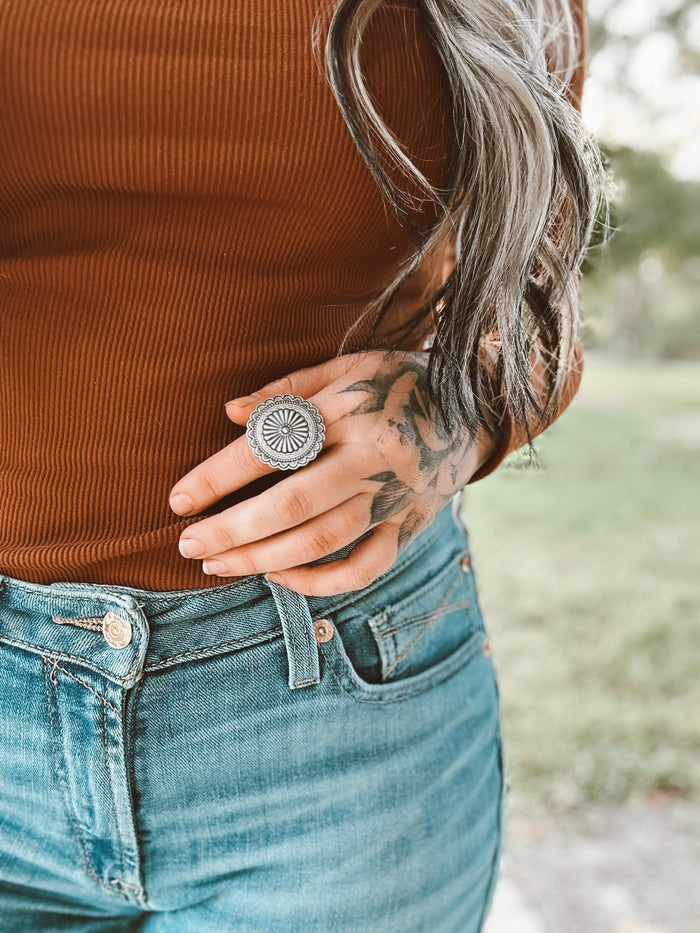 Western Concho Cowgirl Cuff Ring