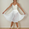 White Chiffon Ballet Pull On Skirt - Ballet Rehearsal Skirt - Pirouette Skirt