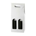 White Kraft - 2 Bottle Carrier w/ Window - Smooth Finish - 7