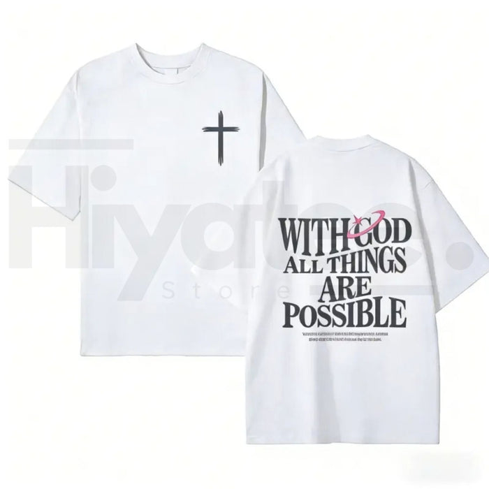 "With God All Things Are Possible" Men's Christian T-Shirt – Matthew 19:26 Tee