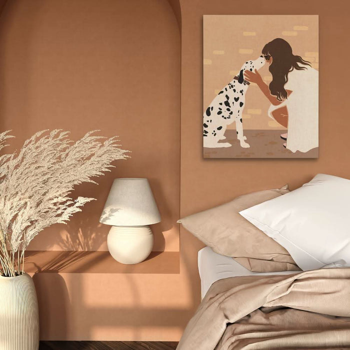 Woman and Dalmatian - Bohemian Wall Art in Black Frame