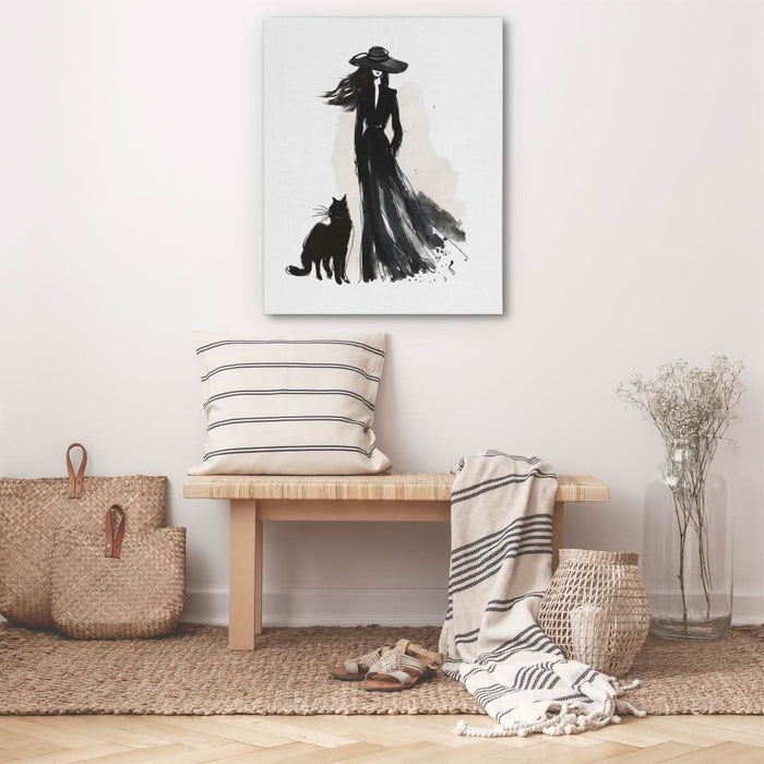 Woman with Cat - Canvas Wall Art