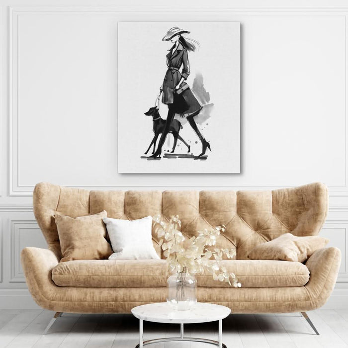 Woman with Dog - Dog Canvas Print